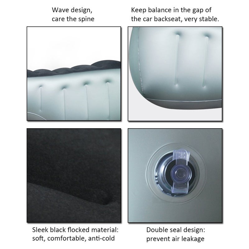 FMS Car Travel Inflatable Mattress Back Seat Gap Pad Mattress Air Bed Cushion Camping Air Couch (Blue) - Image 3